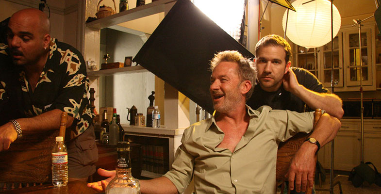 Between scenes on the set of 2:13 (David Armstrong, Mark Thompson and Charles Adelman)