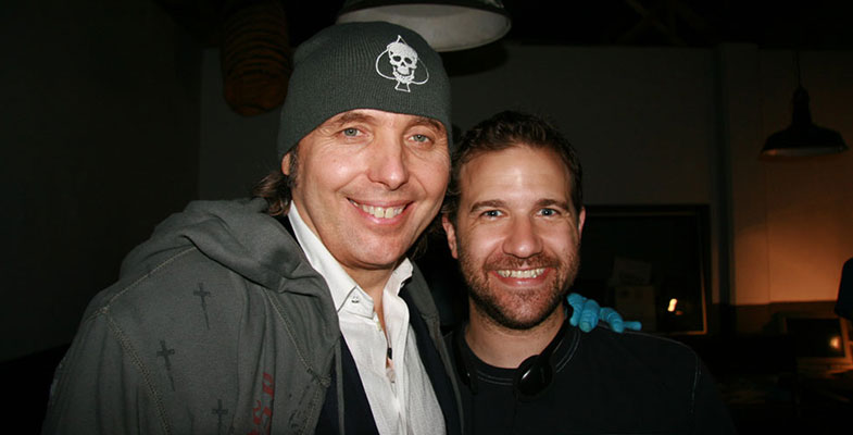 Dwight Yoakam and Charles Adelman on the set of 2:13