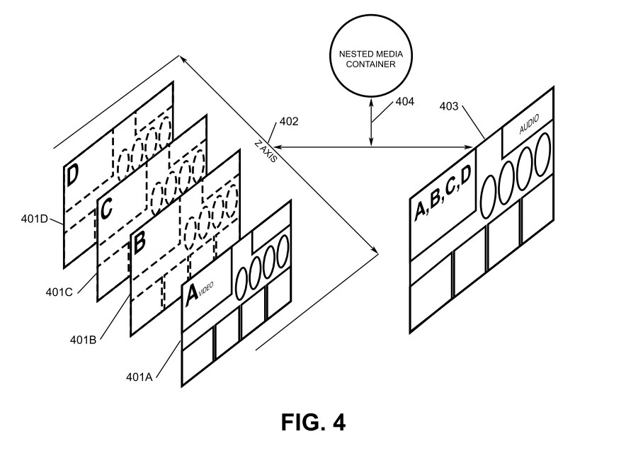 Panel nesting in Z-axis - Nested media container, panel and organizer - Charles Adelman Patent